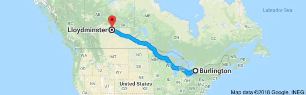 Burlington, Ontario to Lloydminster, Saskatchewan